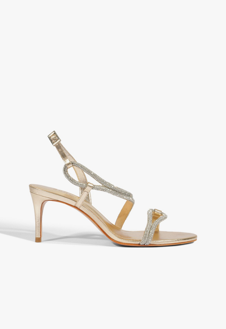 Sandlália Glam Couro Dourada