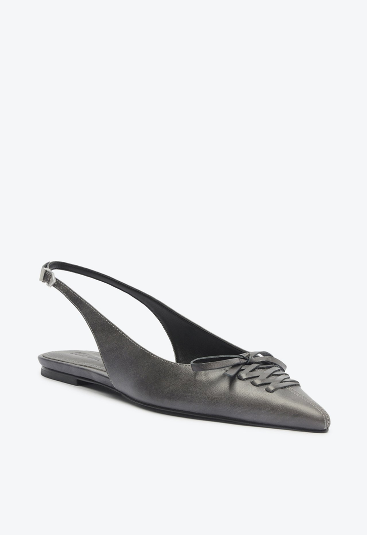 Sapato Slingback Cady Ballet Couro Preto
