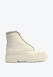 Bota Coturno Branca Schutz Amirah Couro Crystal