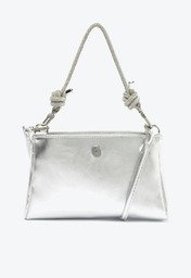 Bolsa Tiracolo Pequena Alça Strass Prata