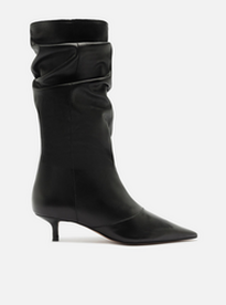 囁囁ナイトメア Euphorsthia* Bota Preta Couro Cano Médio Salto Fino | ZZ MALL
