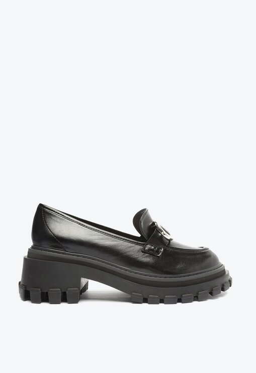 [PRE ORDER] PRETO SCHUTZ SAPATO MOCASSIM SALTO BLOCO TRATORADO COURO