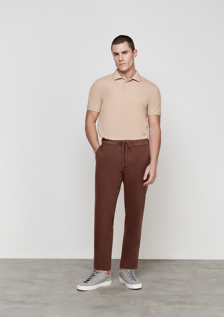 Camisa Polo Marrom Dzarm Em Malha Piquet