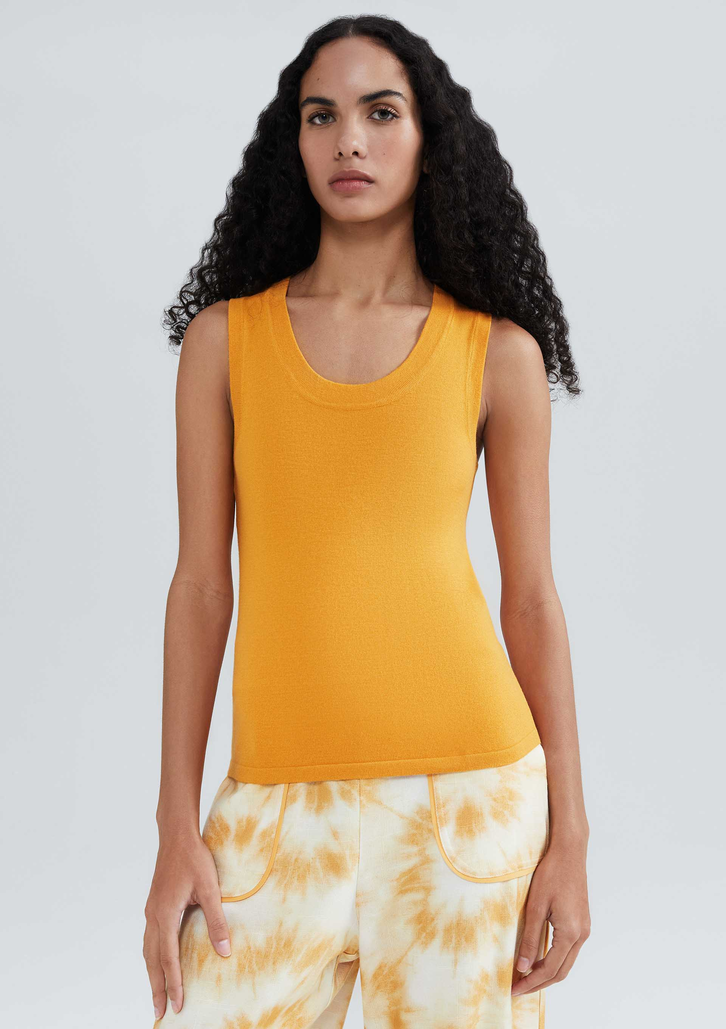 Regata Laranja Hering Feminina Slim Decote U Em Tricô De Viscose