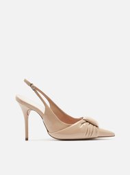 Scarpin Puffer Bege Arezzo Verniz Slingback