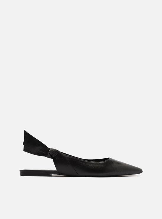 Sapatilha Preta Arezzo Couro Slingback Nó