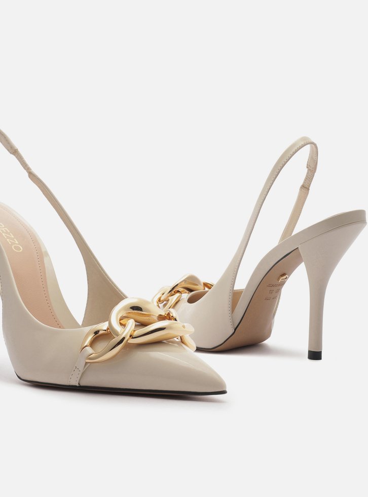 Scarpin Branco Salto Alto Slingback Elos