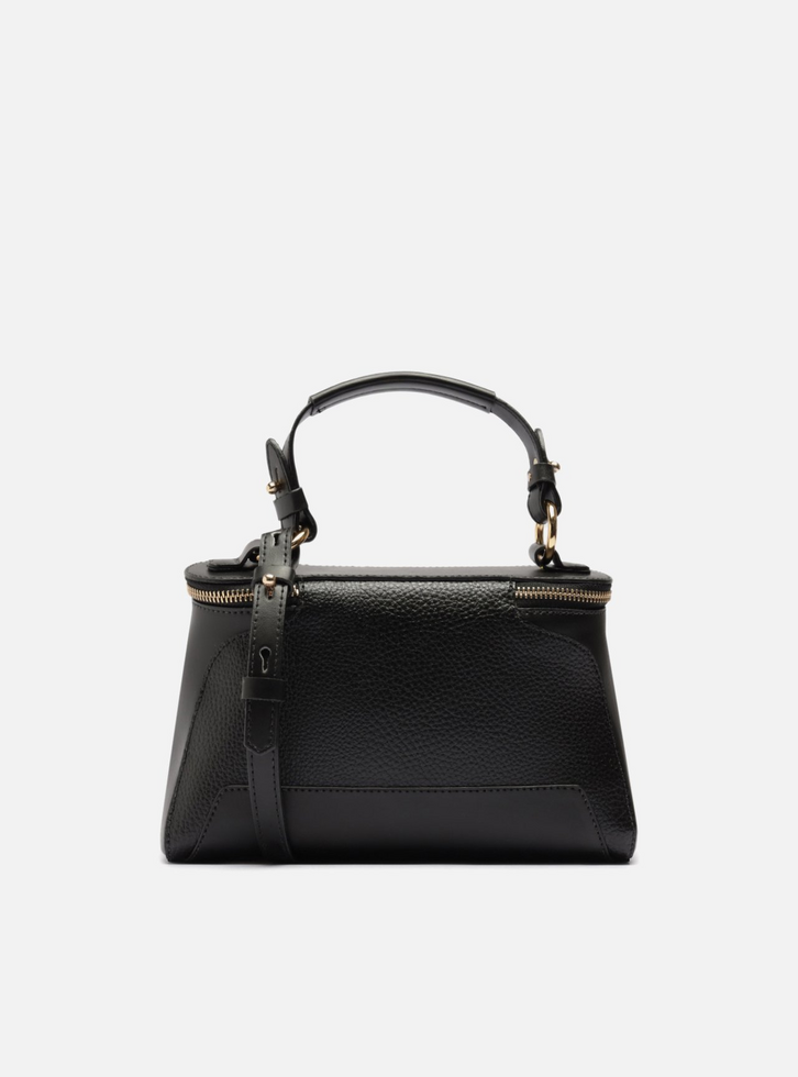 Bolsa Tiracolo Preta Texturizada Média Zíper Duplo | ZZ MALL