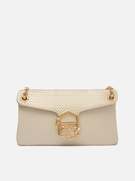 Bolsa Tiracolo Off-white Arezzo Couro Snake Média