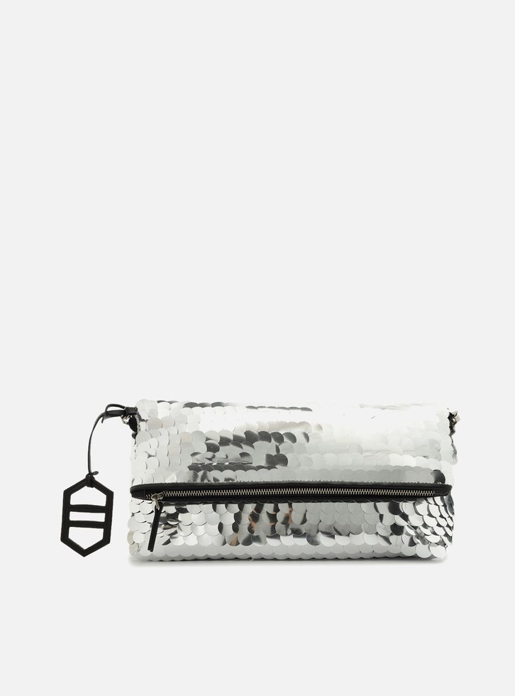 Clutch Prata Arezzo Média Maxi Paetês