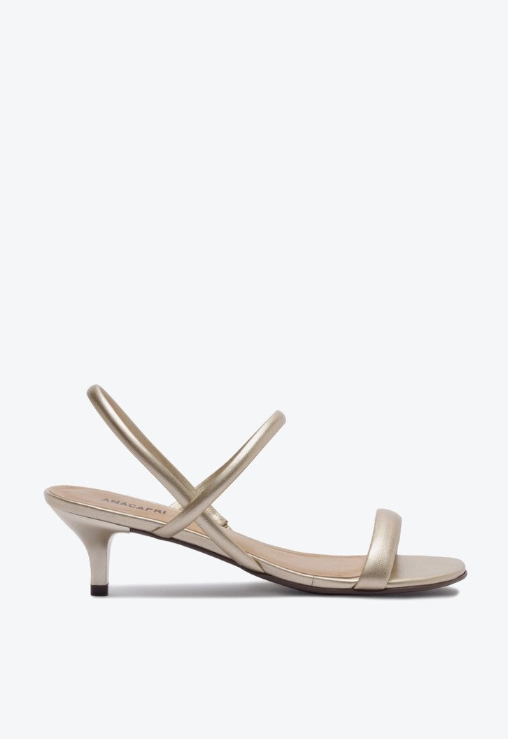 Sandália Salto Fino Minimal Dourada