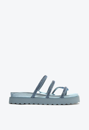 Sandália Papete Azul Schutz Phoebe Sporty Tratorada Brilho