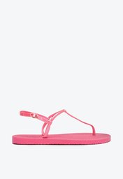 Sandália Rasteira Rosa Metalizada Arezzo Brizza Slim