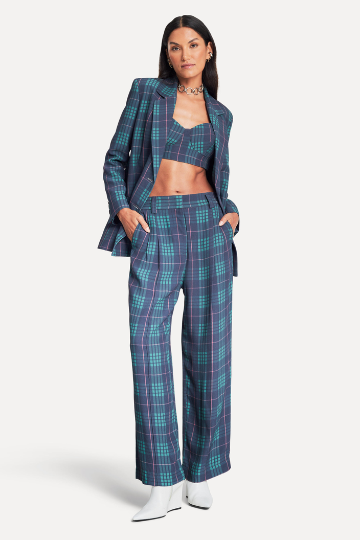 CALÇA VERDE XADREZ REVERSA MADRAS