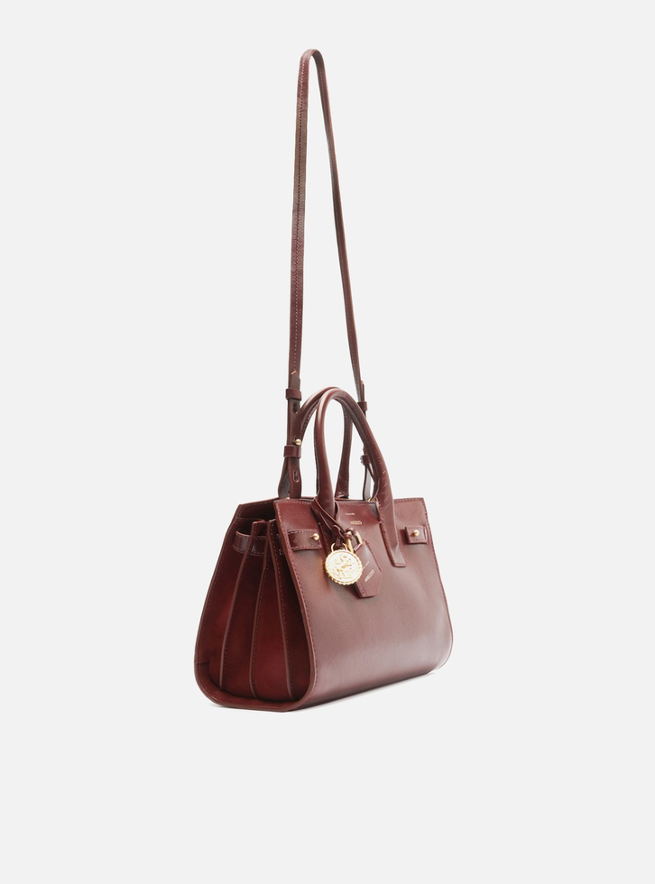 Bolsa Tote Vinho Couro  Média