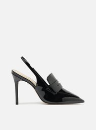Scarpin Preto Arezzo Verniz Salto Alto Sling Back