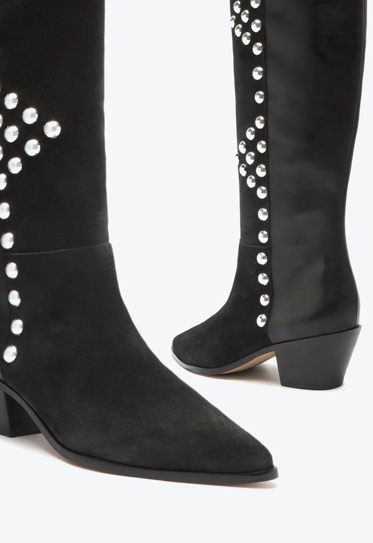 Bota Western Preta Arezzo Camurça Cano Longo Lívia