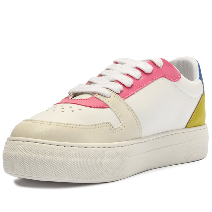 Tênis Branco e Rosa Ayla Detalhe Multicolorido