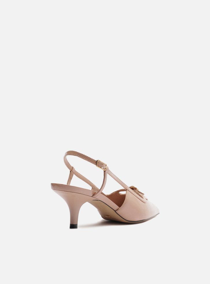 Scarpin Bege Salto Fino Slingback Fivela