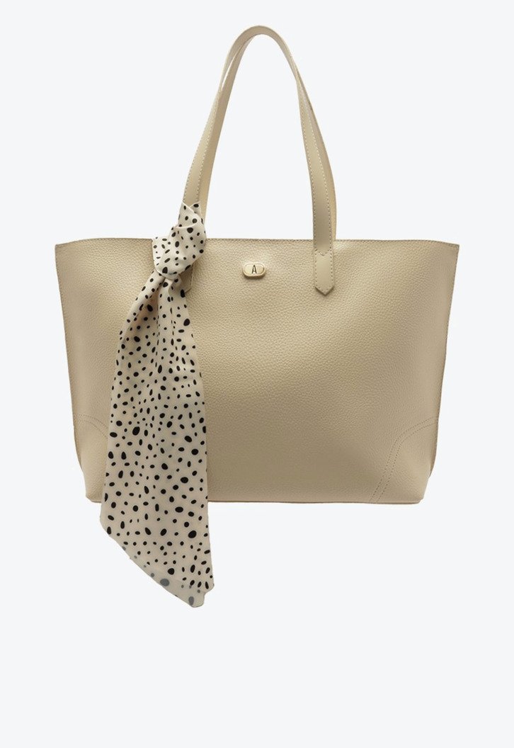 Bolsa Shopping Grande Lenço Pontilhado Branca