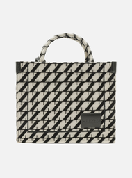 Bolsa Shopping Preta Arezzo Jacquard Média Bicolor