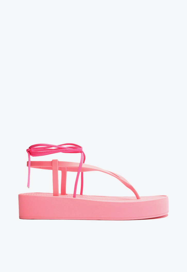 Sandália Flatform Rosa Brizza  Amarração Bela
