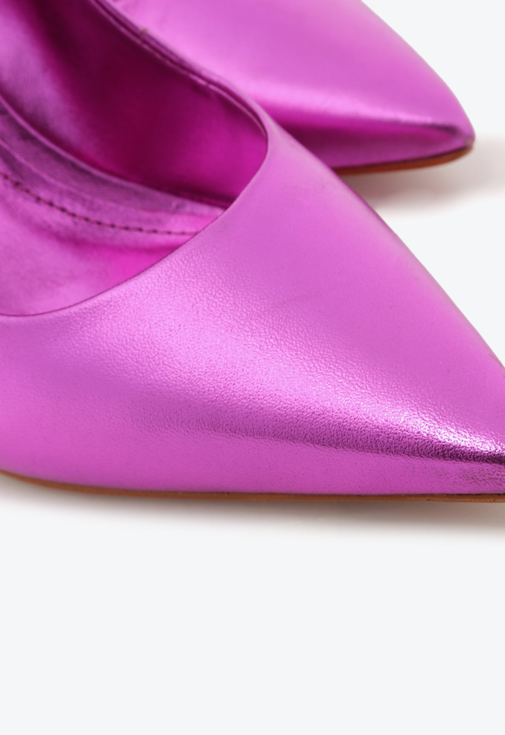 Sapato Scarpin Metalizado Rosa