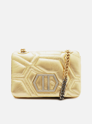 Bolsa Tiracolo Dourada Arezzo Couro Emma Média