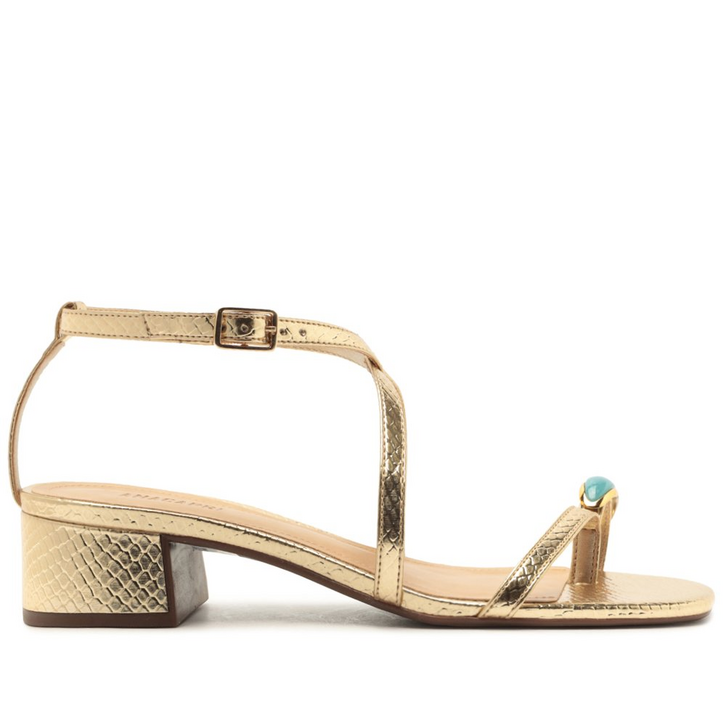 Sandália de Dedo Tira Fina Dourada