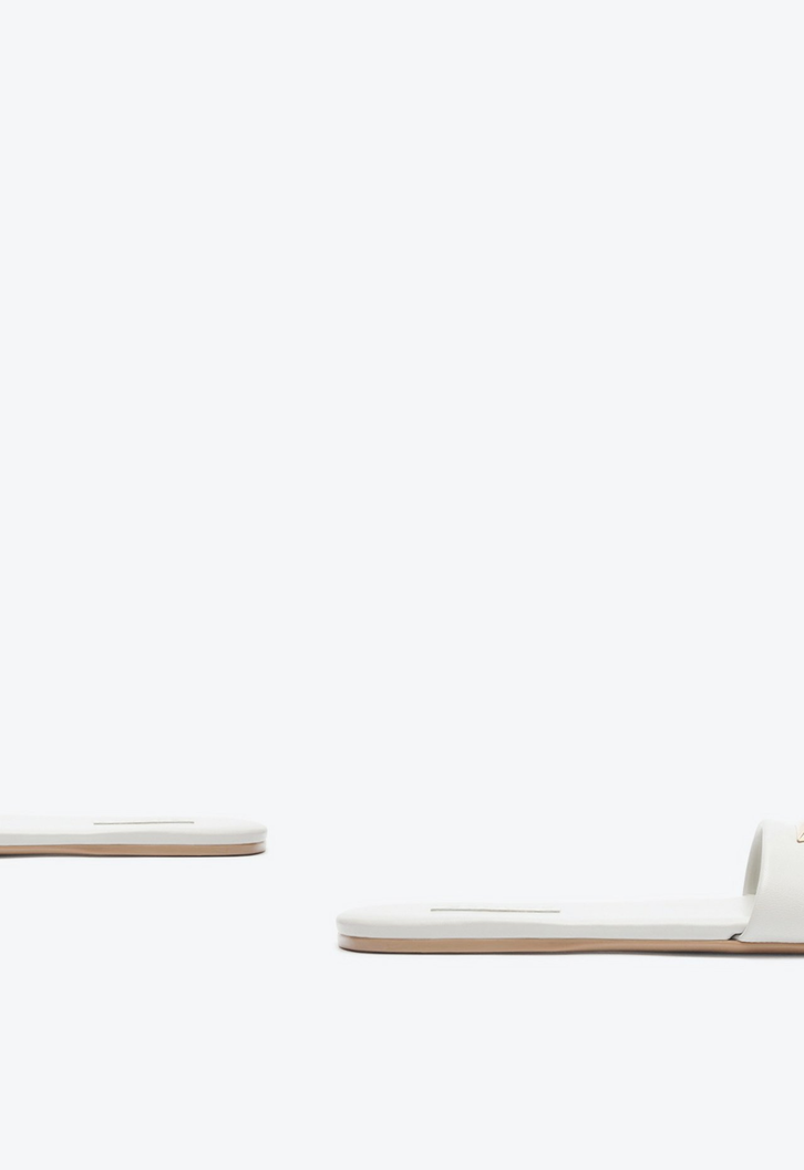 Chinelo Casual Flats Couro Cinza