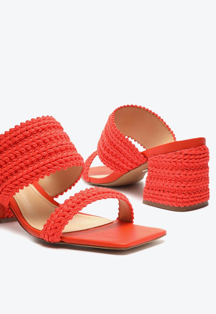 Sand?Lia Coral Arezzo Texturizada Salto Bloco Maju