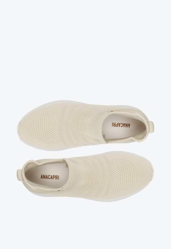 Slip On Branco Anacapri Knit Franzido