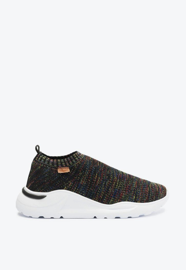 Tênis Slip On Preto Anacapri Knit Detalhe Colorido
