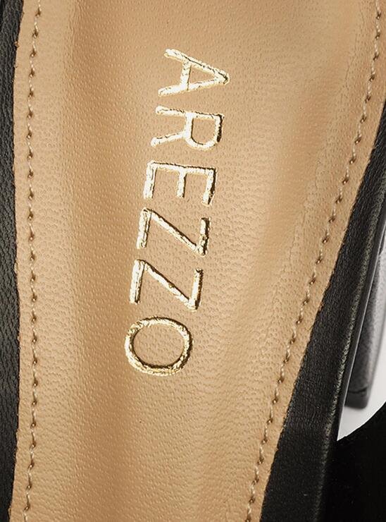 SANDÁLIA PRETA AREZZO COURO SALTO MÉDIO SLINGBACK