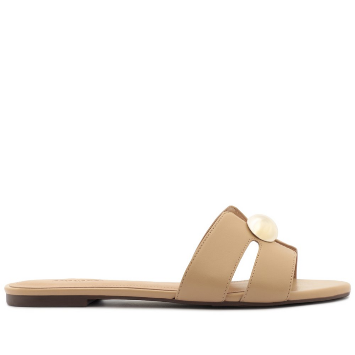 Rasteira Tira H Metal Bege