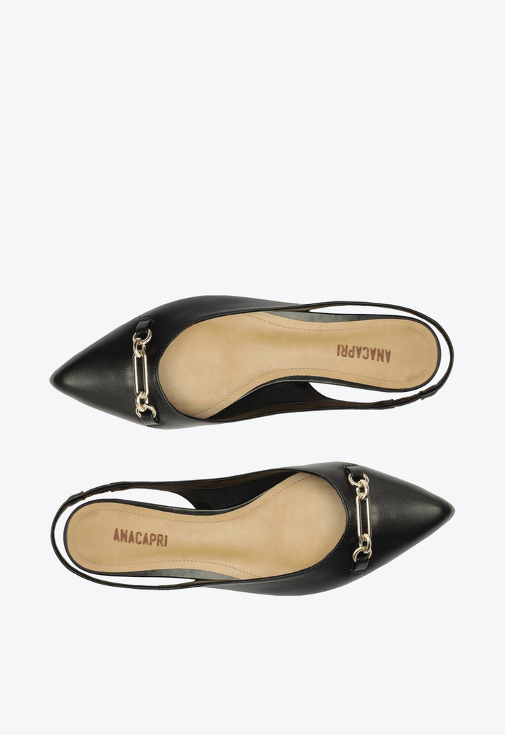 Sapatilha Preta Anacapri Slingback Bico Fino Classy