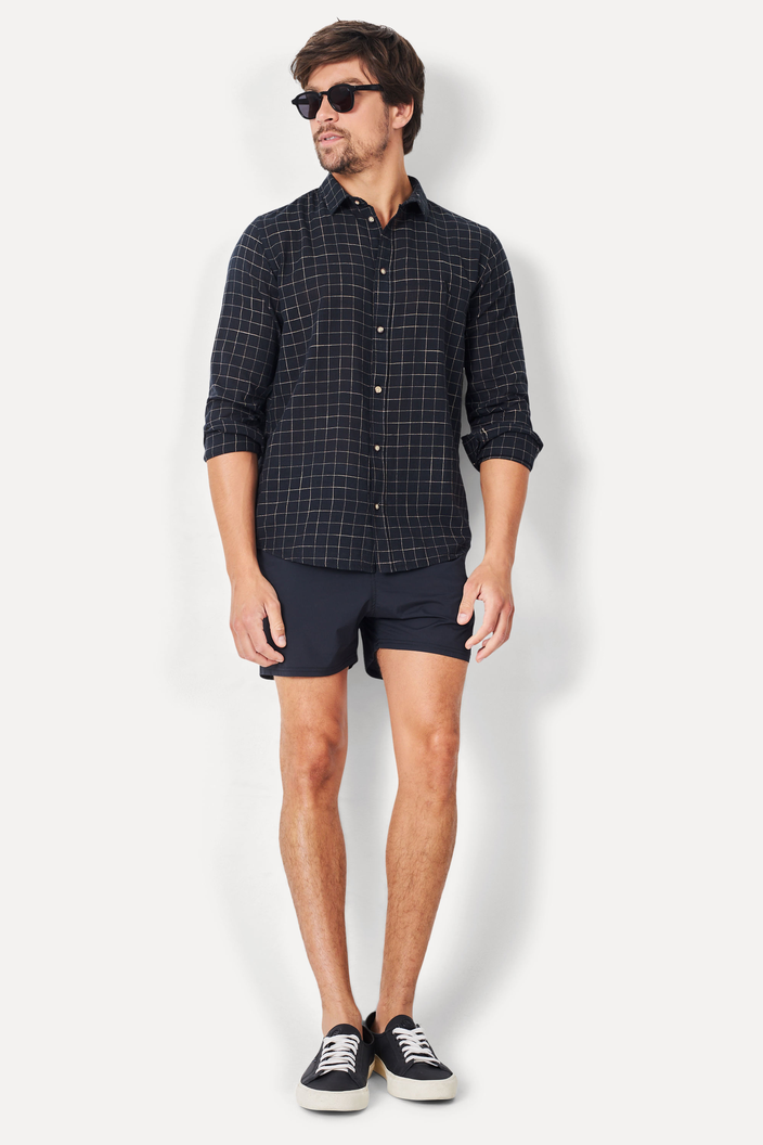 Camisa Preta Reserva Ml Xadrez Camp