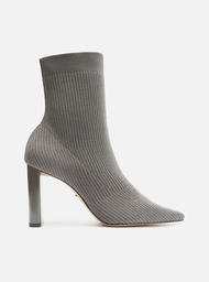 Bota Skinny Cinza Arezzo Knit Cano Médio Salto Bloco