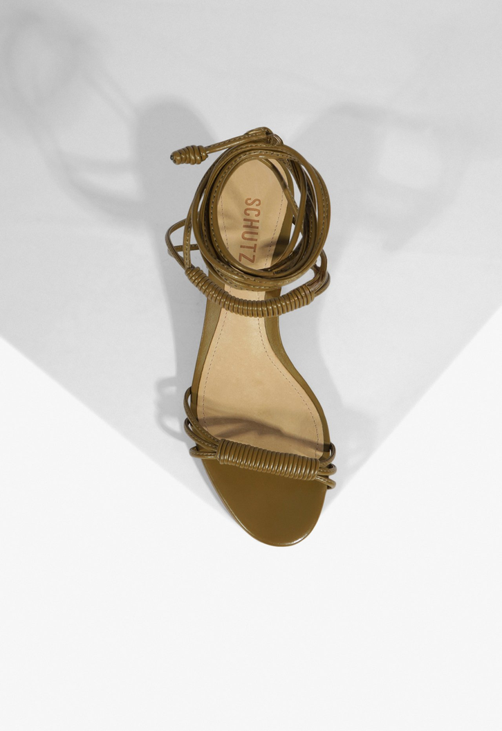 Sandália Block Heel Lace-Up Marrom