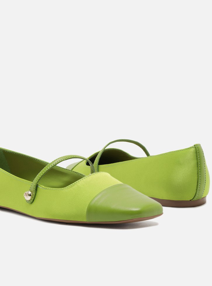 Sapatilha Boneca Cetim Cap Toe Verde