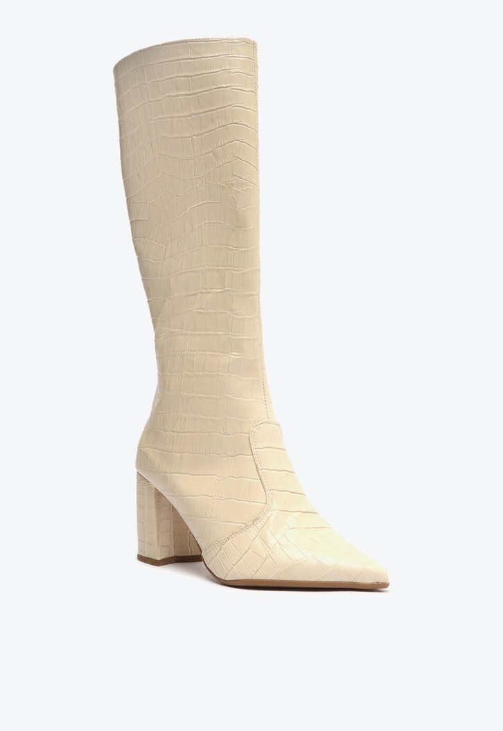 Bota Off-white Arezzo Croco Cano Longo Salto Bloco Easy