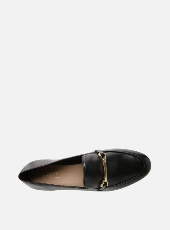 MOCASSIM PRETO AREZZO COURO RASTEIRO FIVELA