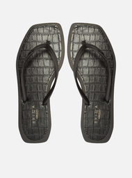 Chinelo De Dedo Preto Brizza Square Palmilha Croco