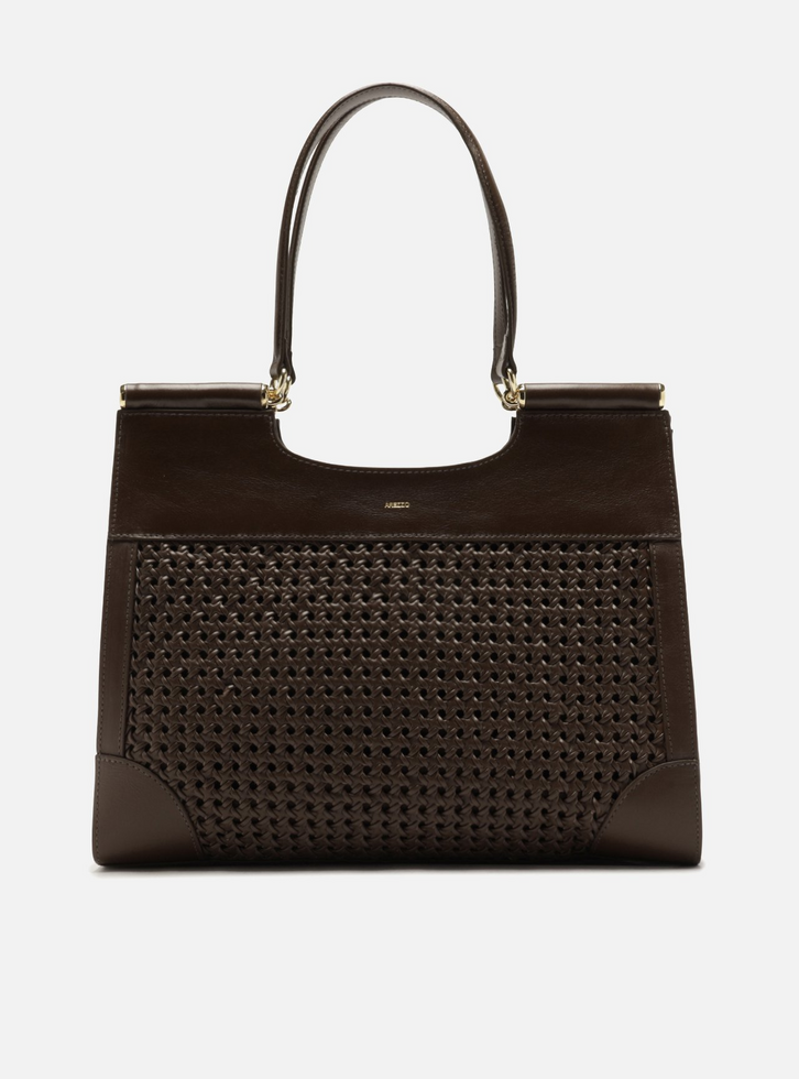 Bolsa Shopping Marrom Couro Grande