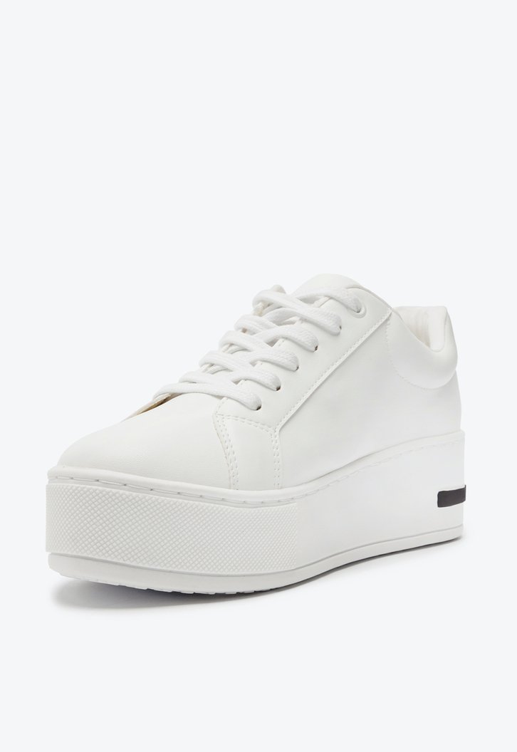Tênis de Amarrar Sola Alta Branco  e Preto Mia