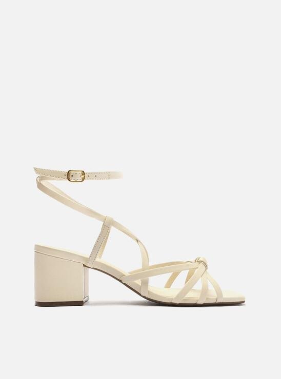 SANDÁLIA OFF-WHITE AREZZO BLOCO BICO QUADRADO TIRAS NÓ