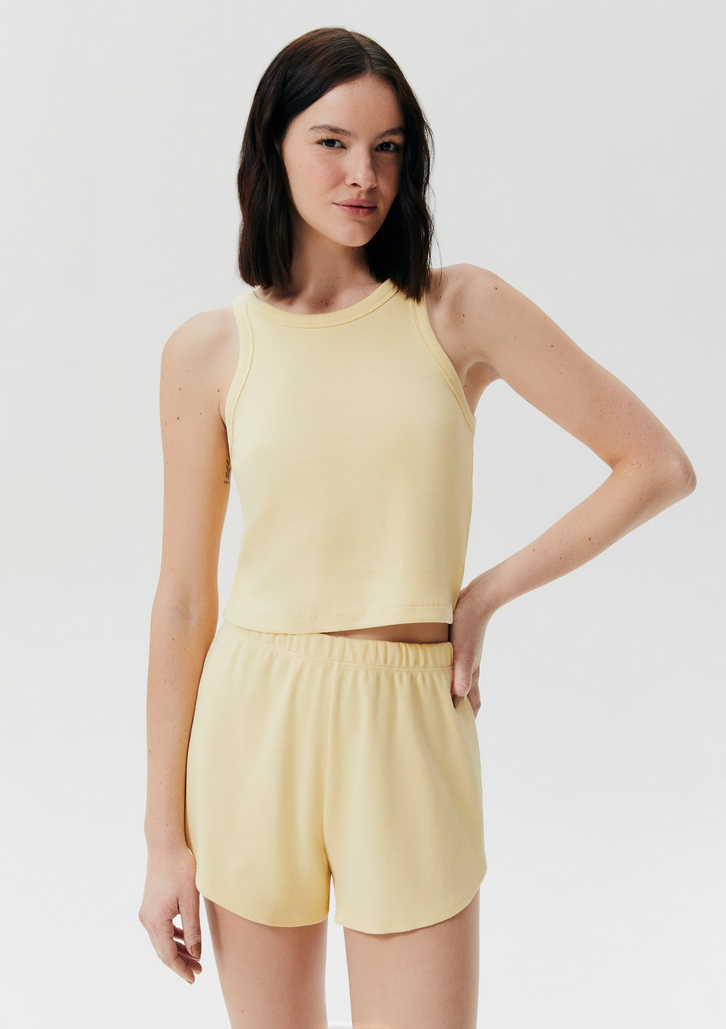 Pijama Curto Amarelo Hering Feminino Canelado