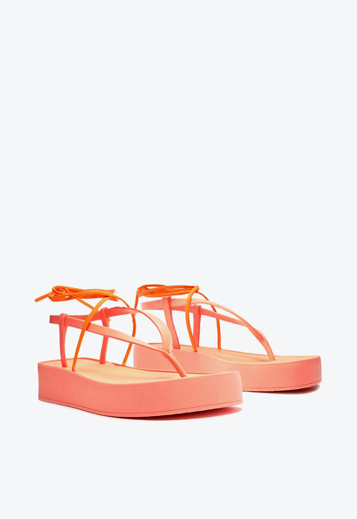 Sandália Flatform Laranja Brizza  Amarração