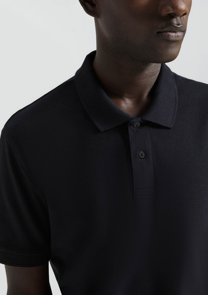 Camisa Polo Básica Preta Hering Manga Curta Em Piquet
