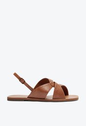 Sandália Entrelaçada Pespontos Marrom Boho